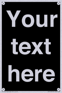 Custom blank information sign. Plain text, black background